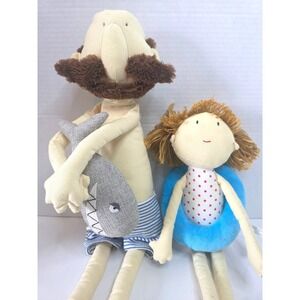 Maison Chic Beach Plush Doll Set Man with Shark and Girl with Inner Tube
